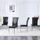 thumbnail image 2 of Set of 4,Retro alligator skin Upholstered dining chairs,with Crystal buckle design and Faux Leather design,a touch of elegance and mystery to the dining area,Electroplated metal legs, 2 of 3