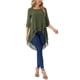 thumbnail image 2 of INSPIRE CHIC Blusa de Chifón para Mujer Manga 3/4 con Abertura Dobladillo Asimétrico Túnica Verde Militar L, 2 of 6