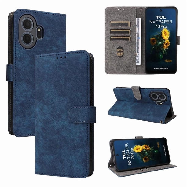 Funda Billetera para TCL NxtPaper 70 Pro 5G con Soporte - Cartera de Cuero con Ranuras Azul