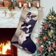 thumbnail image 1 of Boston Terrier Tema: Calcetines de Navidad, fino lino blanco para colgar en escaleras y chimenea, decoración navideña para el hogar, regalo de Navidad. 45cm × 32cm, 1 of 5