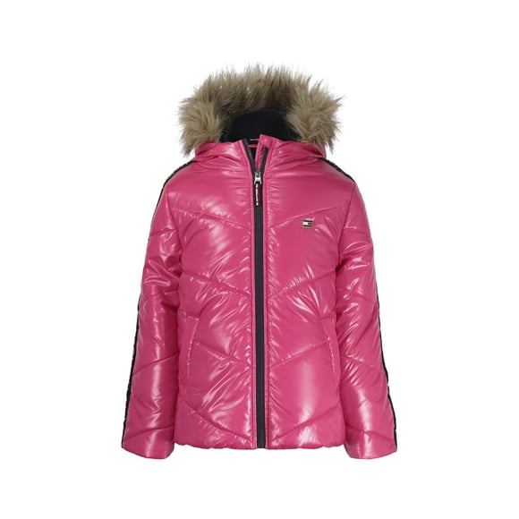 Chaqueta Tommy Hilfiger Chevron Puffer para niña Fucsia 3T