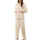 thumbnail image 2 of Conjunto de Pijama de Forro Polar Esponjoso para Mujer INSPIRE CHIC, Manga Larga, Botones, con Bolsillos y Cintura Elástica, S Beige, 2 of 6