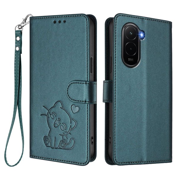 Xiaomi POCO M7 4G Funda Billetera con Ranuras para Tarjetas, Verde Oscuro