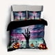 thumbnail image 1 of 3pcs Halloween Theme Duvet Cover Set, Horror Pumpkin Tombstone Hand Print Bedding Set, Soft Comfortable Duvet Cover, For Bedroom, Guest Room (1*Duvet Cover + 2*Pillowcase, Without Core), 1 of 3