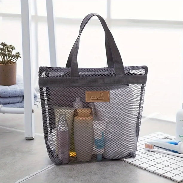 Travel in Style with our Compact Mesh Beach Bag - Your Ultimate Storage Solution for Toiletries, Gym, Bath, Cosmetics, and More!