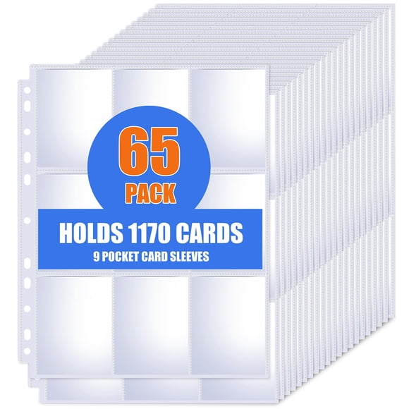 Fundas para Cartas KKEETUR Paquete de 65 Hojas con 9 Bolsillos para 1170 Cartas