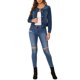 thumbnail image 2 of INSPIRE CHIC Chaqueta Vaquera Recortada de Manga Larga sin Cuello con Botones para Mujer de Regreso a Clases Azul Oscuro M, 2 of 6