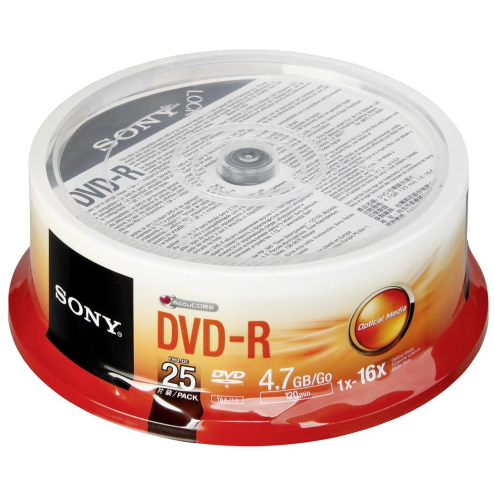 Sony Dvd-r Grabable 16x 4.7gb Paquete De 25