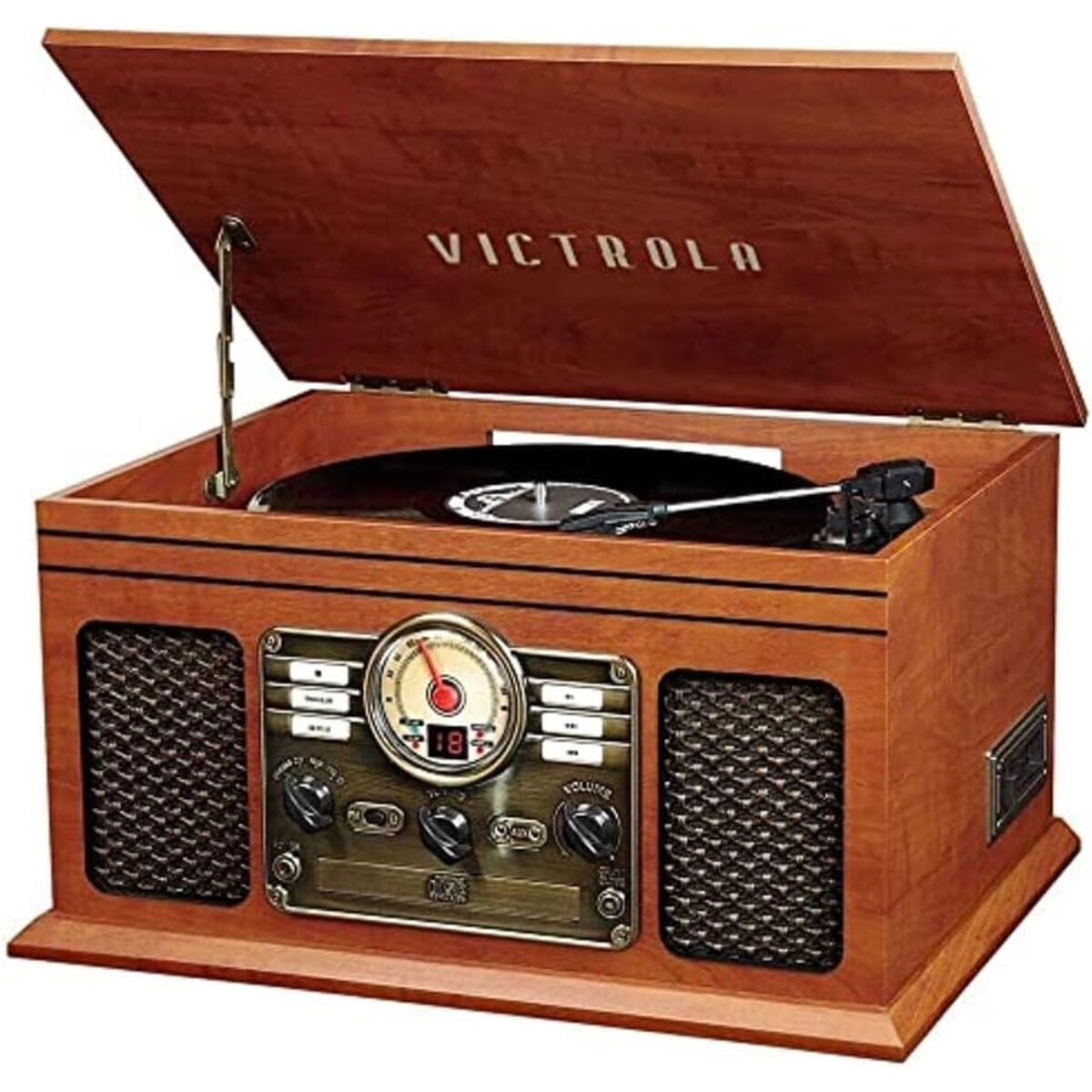 Tocadiscos Retro Victrola Parlantes Madera Vinilo