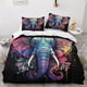 thumbnail image 2 of Juego de funda nórdica con estampado de elefantes, juego de ropa de cama de microfibra de poliéster 3D con estampado creativo, funda nórdica con fundas de almohada, juego de 3 piezas, funda, 2 of 3