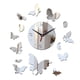 thumbnail image 5 of Reloj de pared de mariposa creativo, pegatina de pared de espejo acrílico DIY, relojes silenciosos, decoración de relojes para el hogar y la sala de e , argén Argenta1, 5 of 5
