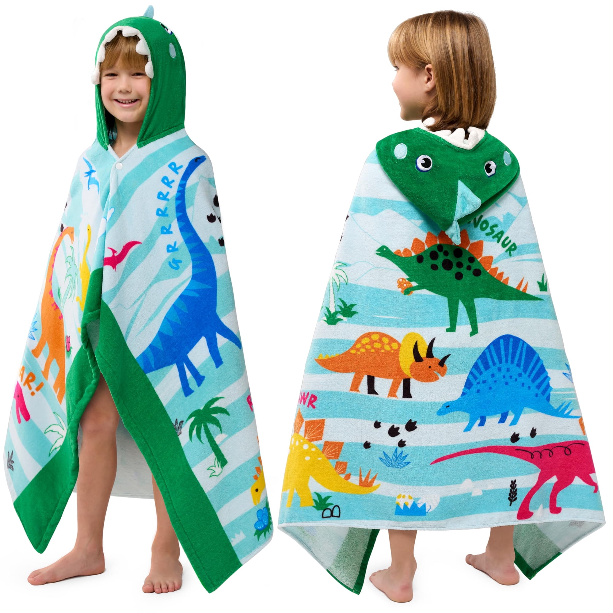 Joiedomi - Toalla Con Capucha Con Estampado De Dinosaurios 100% Algodón 3 10 Años
