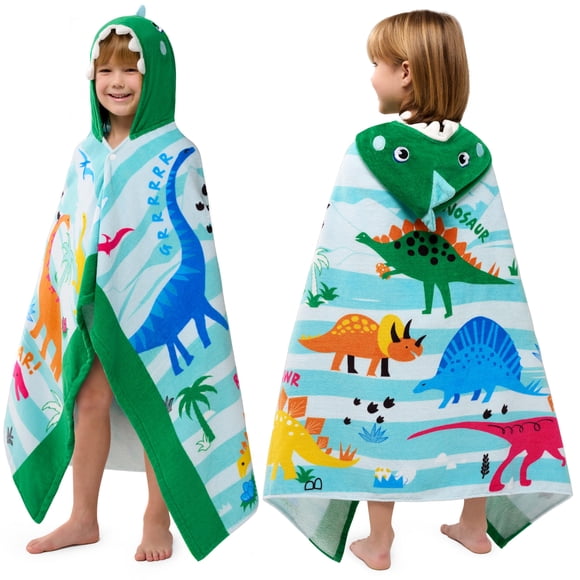 Toalla Con Capucha Con Estampado De Dinosaurios 100% Algodón 3 10 Años
