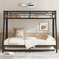 M&Ms - Twin Over Full Metal Bunk Bed With Twin Size Trundle, Black