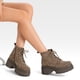thumbnail image 3 of Botín Taco Mujer Caqui Casual PU Textil Weide DH31, 3 of 8