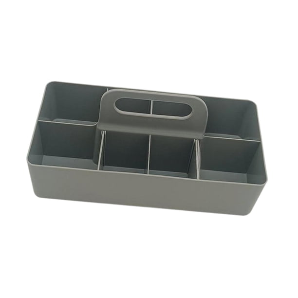 Caja portátil con mango de guardado versátil Artesanías de limpieza de espacio dividido Bin para la sala de estar para adultos en casa Sala de estar Gris