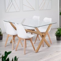 Pandalino - Comedor Moderno Mesa Xinia 140X90 + 4 Sillas Tulip Blanca | Elegante