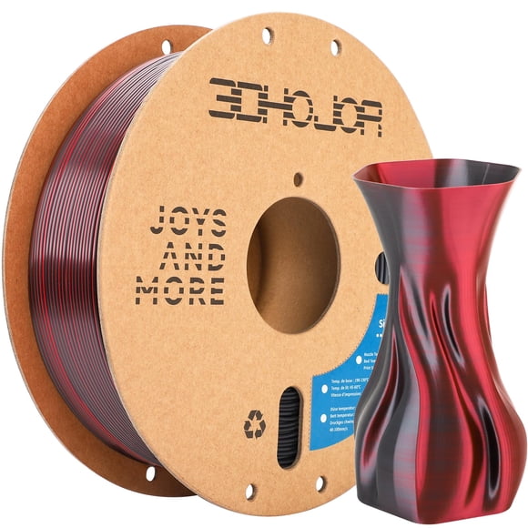 Filamento Para Impresora 3d Silk Pla 1 75 Mm Negro Y Rojo 1 Kg