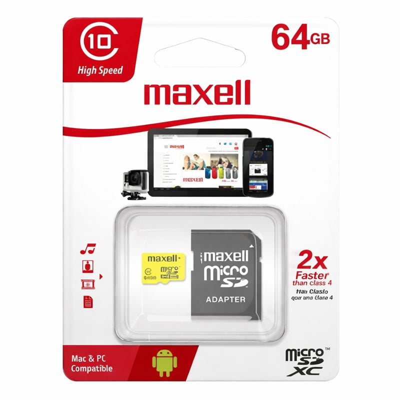 Genérico - Tarjeta De Memoria Microsd 64gb Maxell Clase 10 + Adaptador