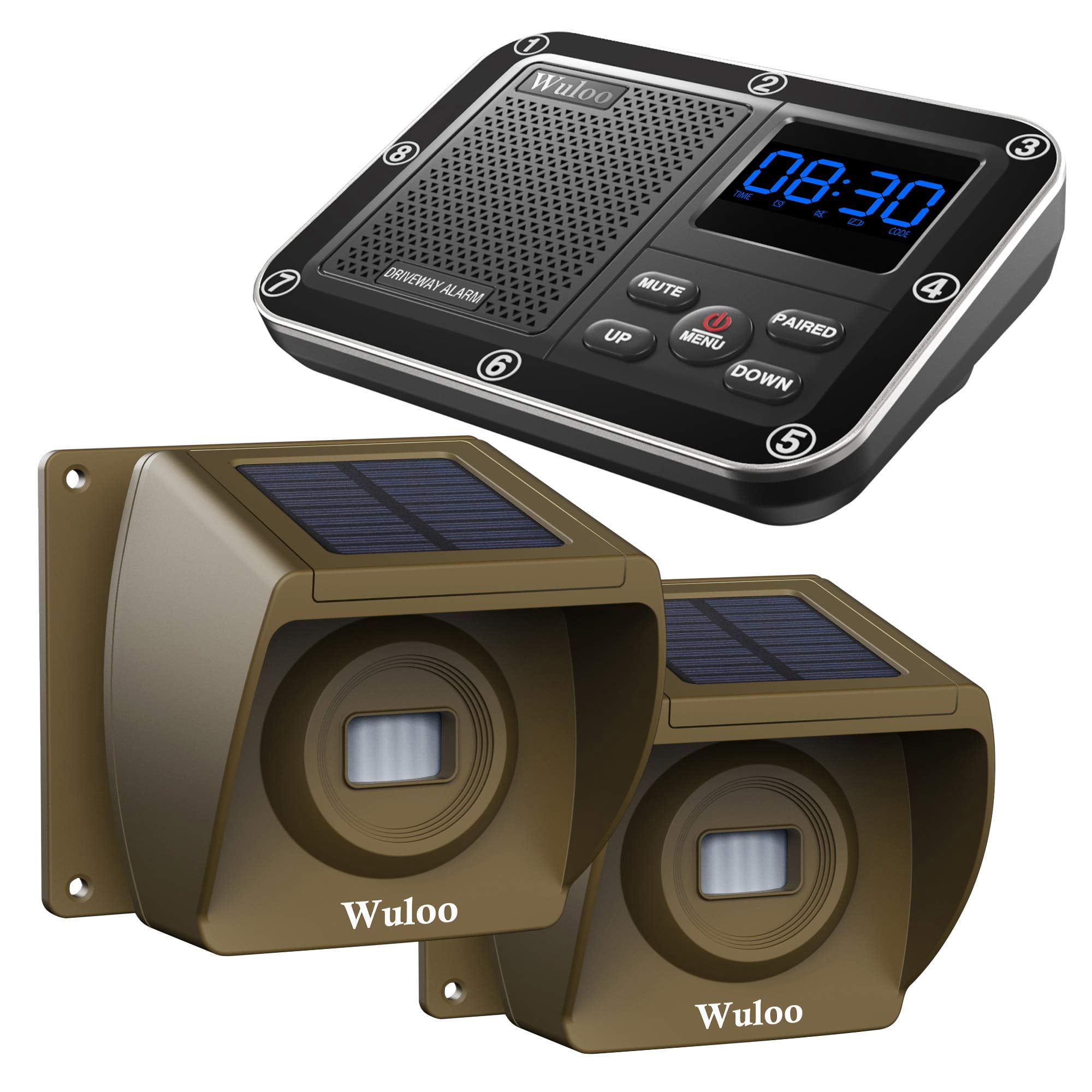 Alarma De Entrada Wuloo Solar, Inalámbrico, 1800 Pies, Alcance 2, Sensor