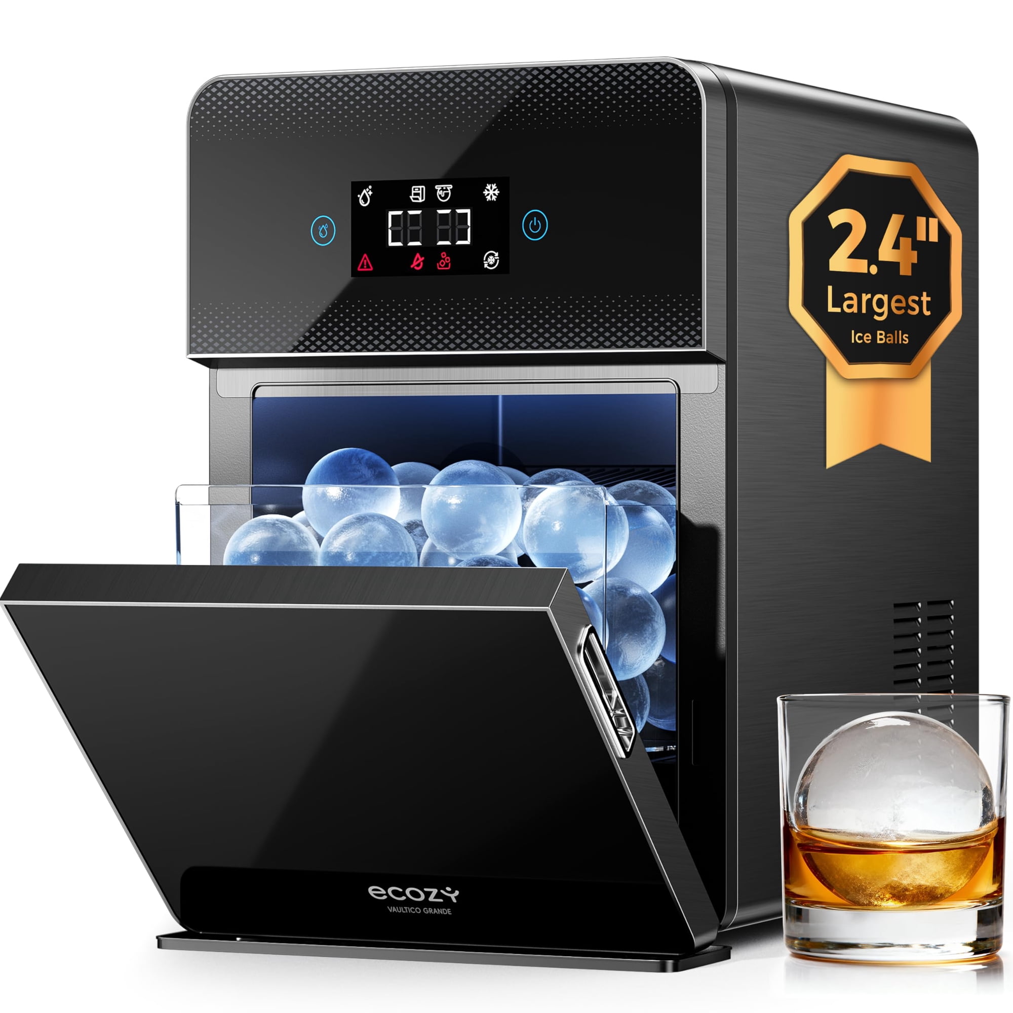 Molde Para Esferas De Hielo Ecozy 2.4" Transparente Con Tecnología Crystalflux