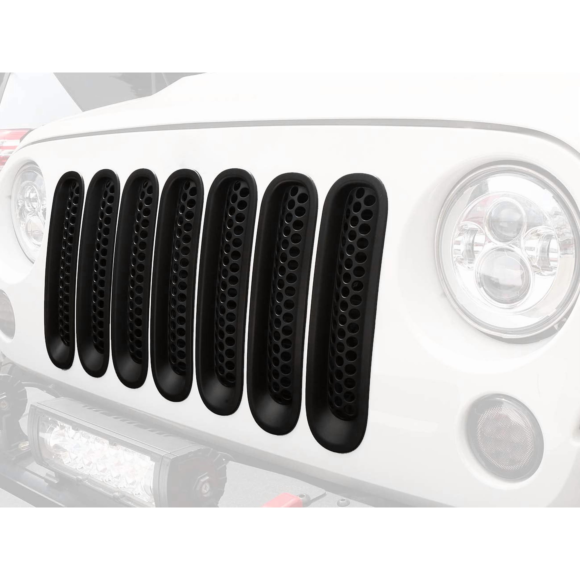 Insertos De Parrilla Hooke Road Para Jeep Wrangler Jk, Color Negro Mate