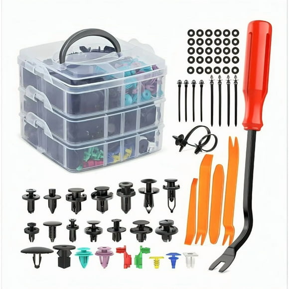 Kit 725 Clip Broche Retención Plástico Auto Lata Tapabarro