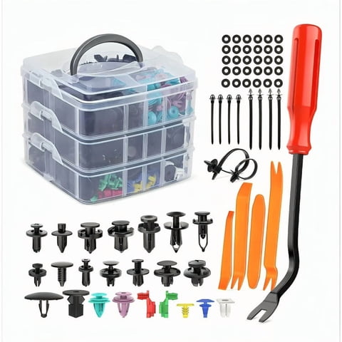 Genérico - Kit 725 Clip Broche Retención Plástico Auto Lata Tapabarro