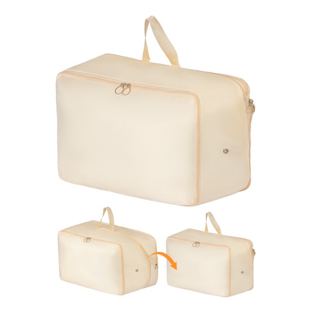 Paquete de 1 bolsas de almacenamiento plegables para ropa - Ideal para organizar dormitorio, ropa y edredón con asas convenientes Beige 21.3*16.5*11.8in