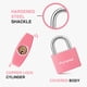 thumbnail image 3 of Candado con llave Padlock Puroma Lock, 43 mm, aluminio, paquete de 2 unidades, color rosa, 3 of 7