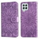 thumbnail image 2 of Funda tipo cartera FOXDOCK para Samsung Galaxy M22 4G , diseño girasol en relieve, cuero PU, cierre magnético, soporte y tarjetero, 2 of 5