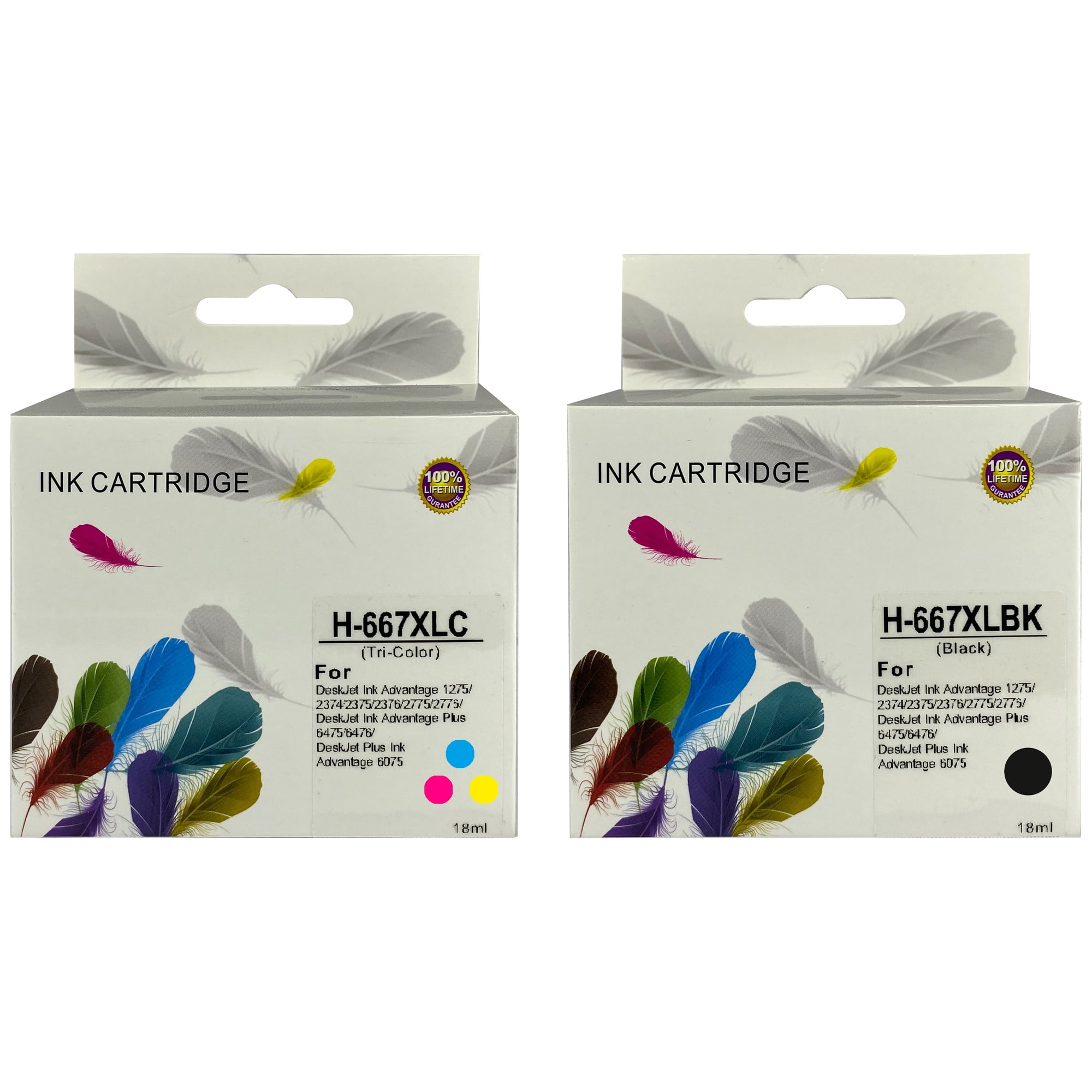 Genérico - Pack 2 Cartuchos Alt 667xl Negro Y Tricolor Para Hp