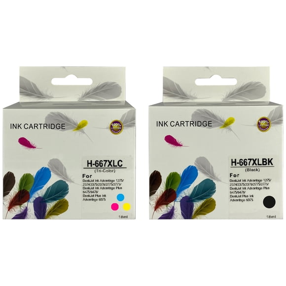Pack 2 Cartuchos Alt 667XL Negro Y Tricolor Para HP