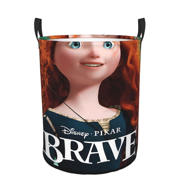 Mérida Princesa de Brave Cesta de lavandería de gran capacidad redonda con asa, bolsa para ropa sucia plegable, almacenamiento para dormitorio, baño y lavadero 44x35 cm