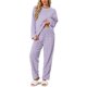 thumbnail image 1 of INSPIRE CHIC Conjunto de Pijama de Felpa Esponjosa para Mujer de Manga Larga con Cuello Redondo, Suave, Cálido, para Invierno, 2 Piezas, Ropa de Estar, Talla M, Color Púrpura, 1 of 6
