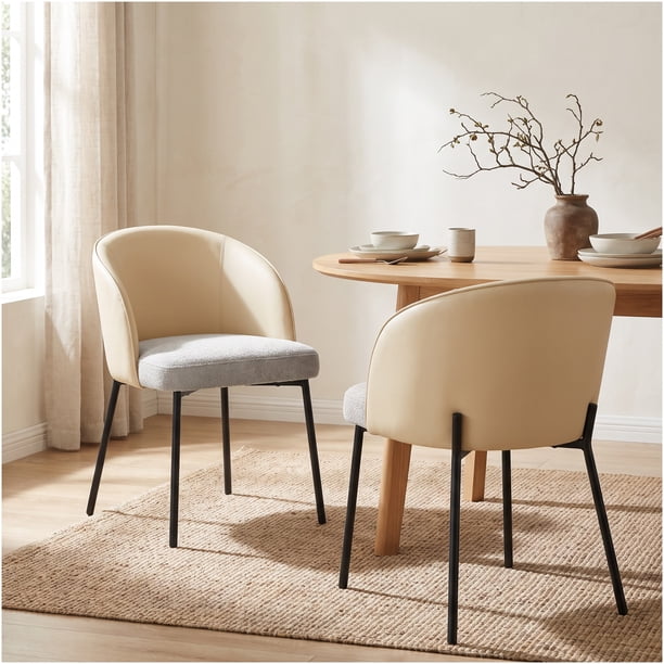 Juego De 2 Sillas Isadora Comedor Tela Pu Con Patas De Acero