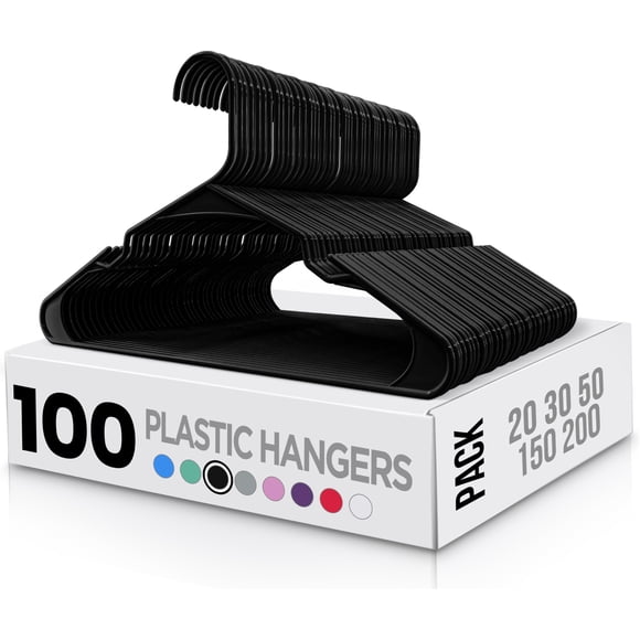 Perchas de plástico Utopia Home, paquete de 100, duraderas, negras