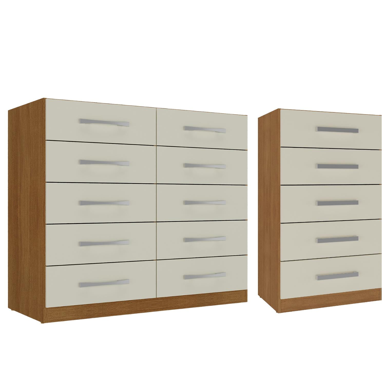 Movelaria - Combo Cómoda 10 Cajones + Cómoda 5 Cajones Off White R1005 Blanco