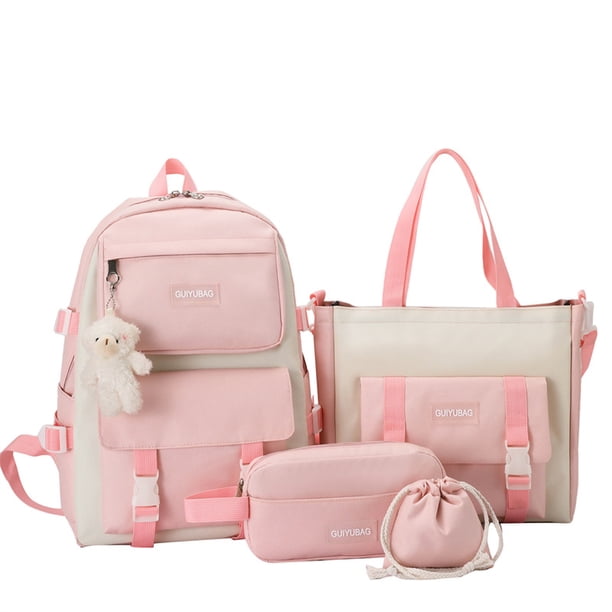 Fengdong 5pcs/set teenage school bags for girls pencil bag handbag bookbag shoulder bag set children cute school backpack gift