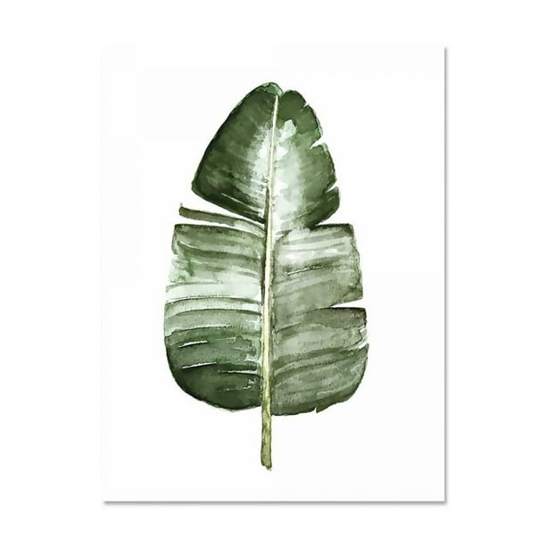 ART ZONE - Póster con impresión artística en lienzo de hojas de plantas tropicales, cuadros de pared de plantas verdes nórdicas, pintura grande para habitación infantil, sin marco