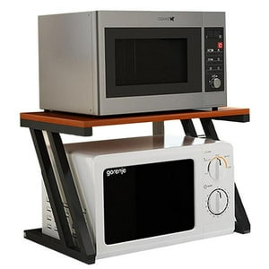 Sohogar - Estante Organizador Microondas Madera Negro/Cafe 38X57X38 Cm