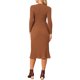 thumbnail image 3 of INSPIRE CHIC Vestido de Mujer de Manga Larga Otoño 2026 Cuello Redondo Tejido de Punto Acanalado Plisado Vestido Midi Línea A XL Marrón, 3 of 6