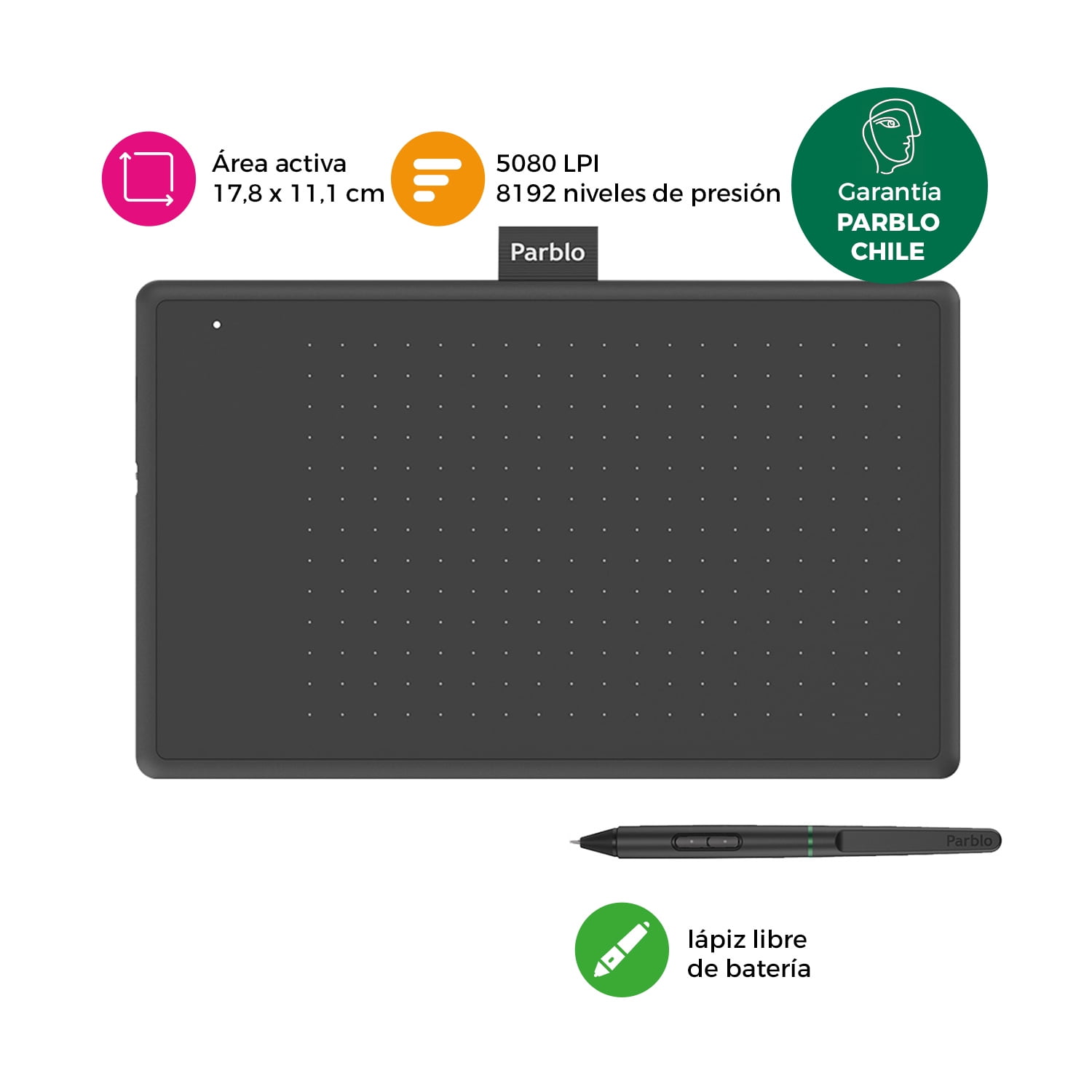 Parblo - Tableta Gráfica Digitalizadora Ninos N7 Black