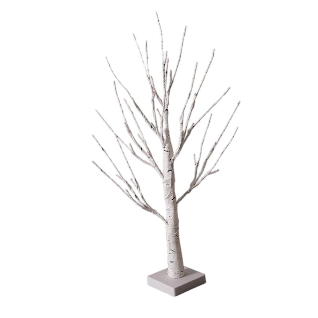 Magideal - Luces De Rama De Árbol De Alambre Artificial Luces De Hadas Lámpara De 24 Led Lámpara De Árbol De Abedul Para De Interior Festival Adornos De 60 Cm Blanco