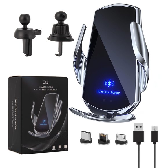 Cargador de coche LFNOWN 15W Carga inalámbrica rápida plateado