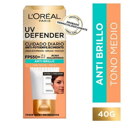 Crema Facial Uv Defender Piel Seca Color Medio Fps50. 40 G L'Oréal Dermo Expertise