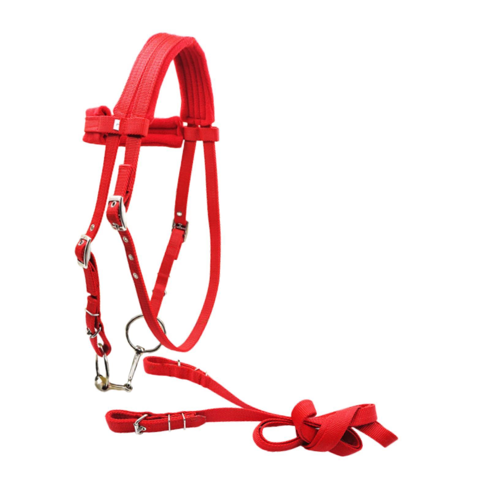Ioensy - Brida De Caballo Con Rienda Ajustable Cuerda Principal De Caballo Equipo Ecuestre S Rojo