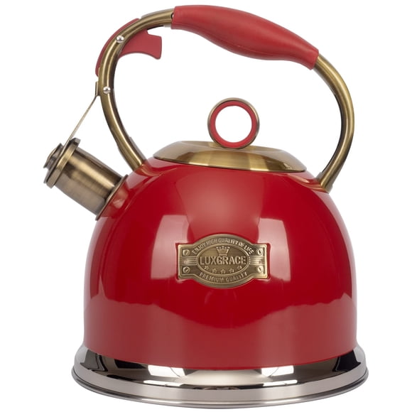 Hervidor de Agua LUXGRACE para Estufa con Silbido Acero Inoxidable 2.8L Rojo
