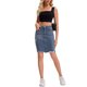 thumbnail image 2 of INSPIRE CHIC Falda de Mezclilla para Mujer de Regreso a Clases con Dobladillo Deshilachado de Cintura Alta y Estiramiento por Encima de la Rodilla en Azul Gris Oscuro Talla 2XL, 2 of 6