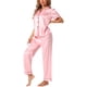 thumbnail image 4 of INSPIRE CHIC Conjunto de Pijama de Satén para Mujer de Manga Corta con Botones, Detalle de Ribete y Cintura Elástica, Conjunto de Descanso M Rosa, 4 of 4